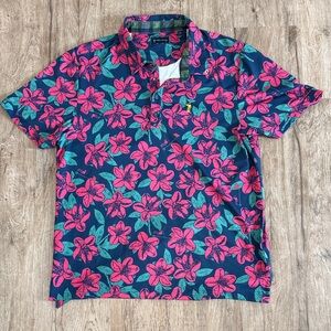 William Murray Golf Navy and Pink Floral Polo